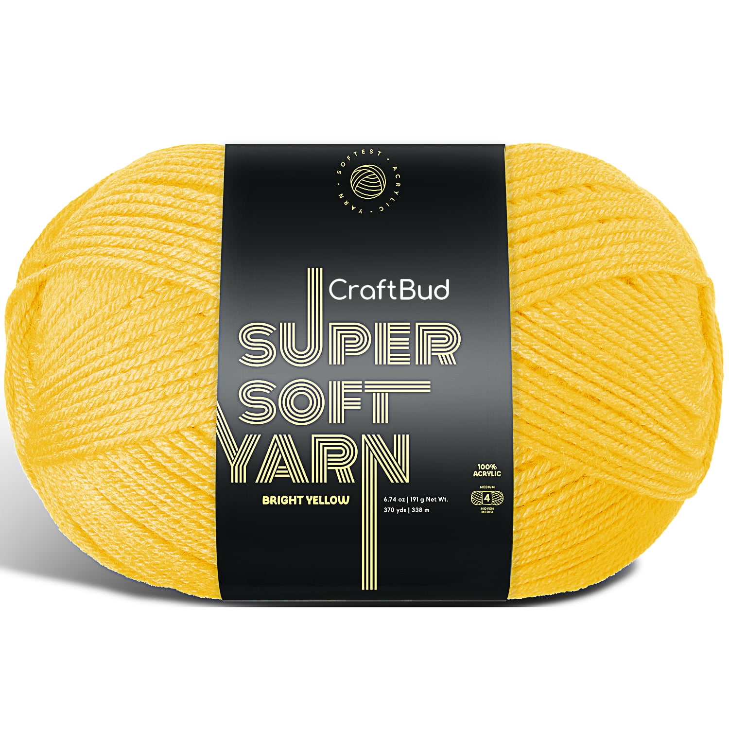 Lammaloe Acrylic Yarn For Crocheting And Knitting, (370 Yards) Worsted Medium #4 Crochet Yarn For Beginners, Bright Yellow