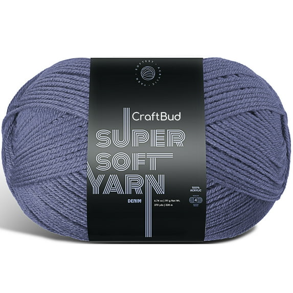 Lammaloe Acrylic Yarn For Crocheting And Knitting, (370 Yards) Worsted Medium #4 Crochet Yarn For Beginners, Denim
