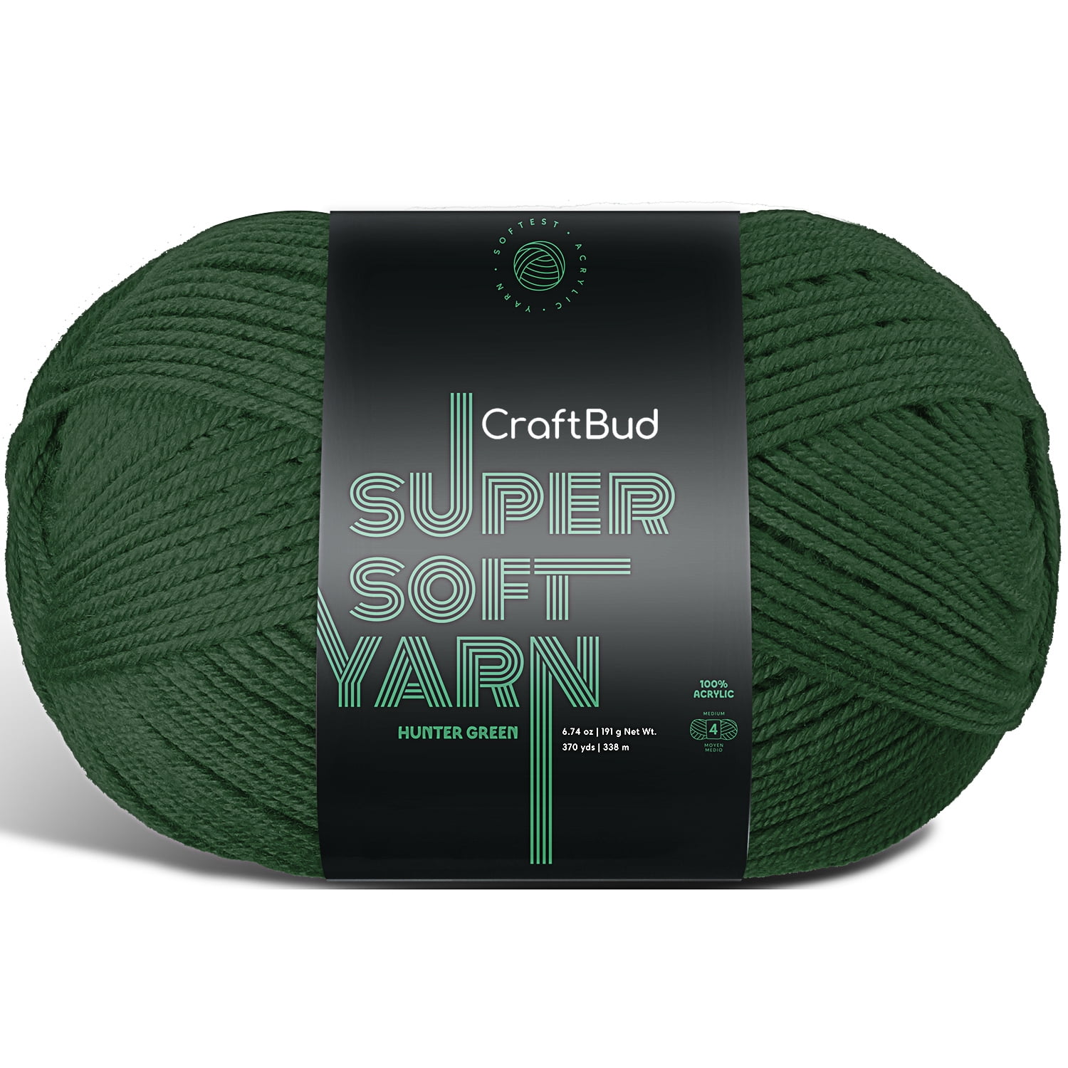 Lammaloe Acrylic Yarn For Crocheting And Knitting, (370 Yards) Worsted Medium #4 Crochet Yarn For Beginners, Hunter Green