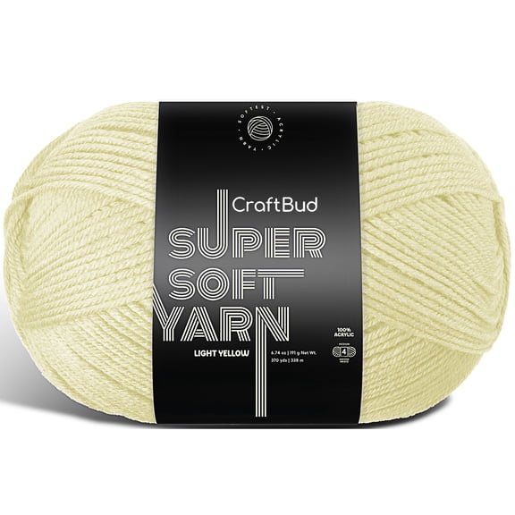 Lammaloe Acrylic Yarn For Crocheting And Knitting, (370 Yards) Worsted Medium #4 Crochet Yarn For Beginners, Light Yellow