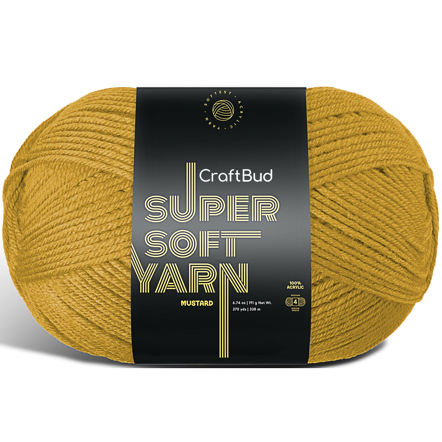 Lammaloe Acrylic Yarn For Crocheting And Knitting, (370 Yards) Worsted Medium #4 Crochet Yarn For Beginners, Mustard