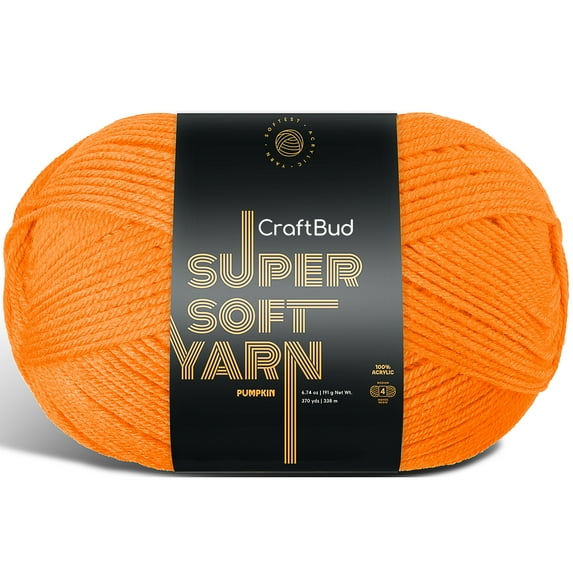 Lammaloe Acrylic Yarn For Crocheting And Knitting, (370 Yards) Worsted Medium #4 Crochet Yarn For Beginners, Pumpkin