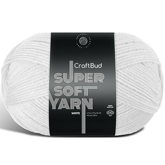 Lammaloe Acrylic Yarn For Crocheting And Knitting, (370 Yards) Worsted Medium #4 Crochet Yarn For Beginners, White