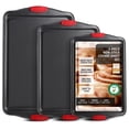 thumbnail image 1 of LammaLoe Baking Pans Carbon Steel, Non Stick Cookie Sheet Set with Silicone Handle, Baking Sheet, 3 Piece, Black, 1 of 7