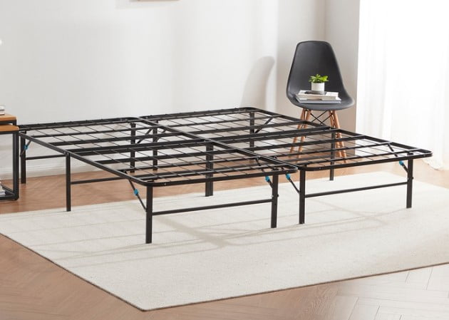 Lammaloe Foldable Cal King Bed Frame with 14" Storage, Metal Platform Foldable Bed Base, No Box Spring Required, Tool Free Assembly