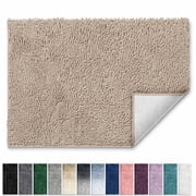 Lammaloe Chenille Bathroom Rugs Non Slip Bath Mat, 17x24 Ultra Absorbent, Bath Mats for Bathroom, Beige