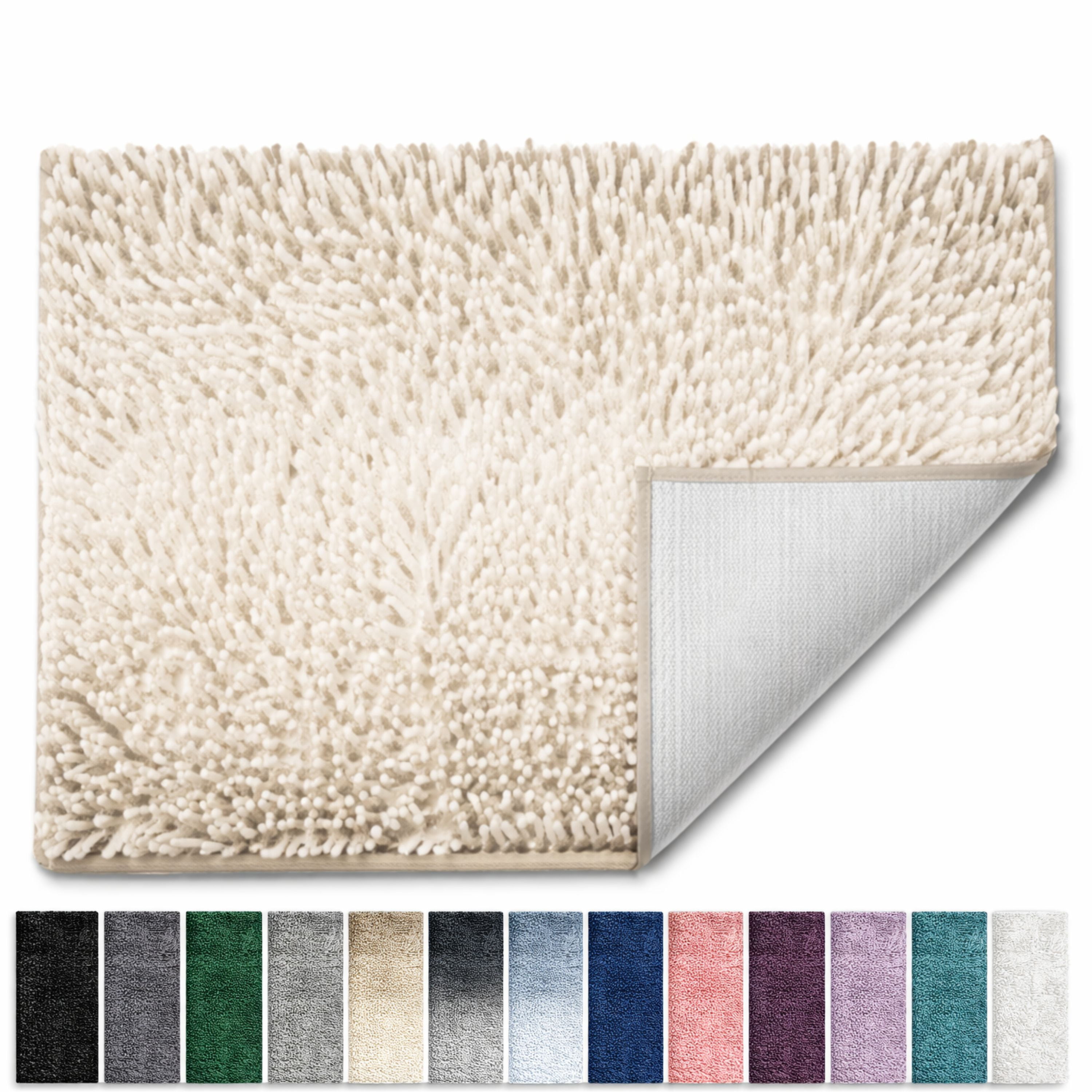 Lammaloe Chenille Bathroom Rugs Non Slip Bath Mat, 17x24 Ultra Absorbent, Bath Mats for Bathroom, Ombre Cream
