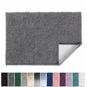 Lammaloe Chenille Bathroom Rugs Non Slip Bath Mat, 17x24 Ultra Absorbent, Bath Mats for Bathroom, Stone Gray