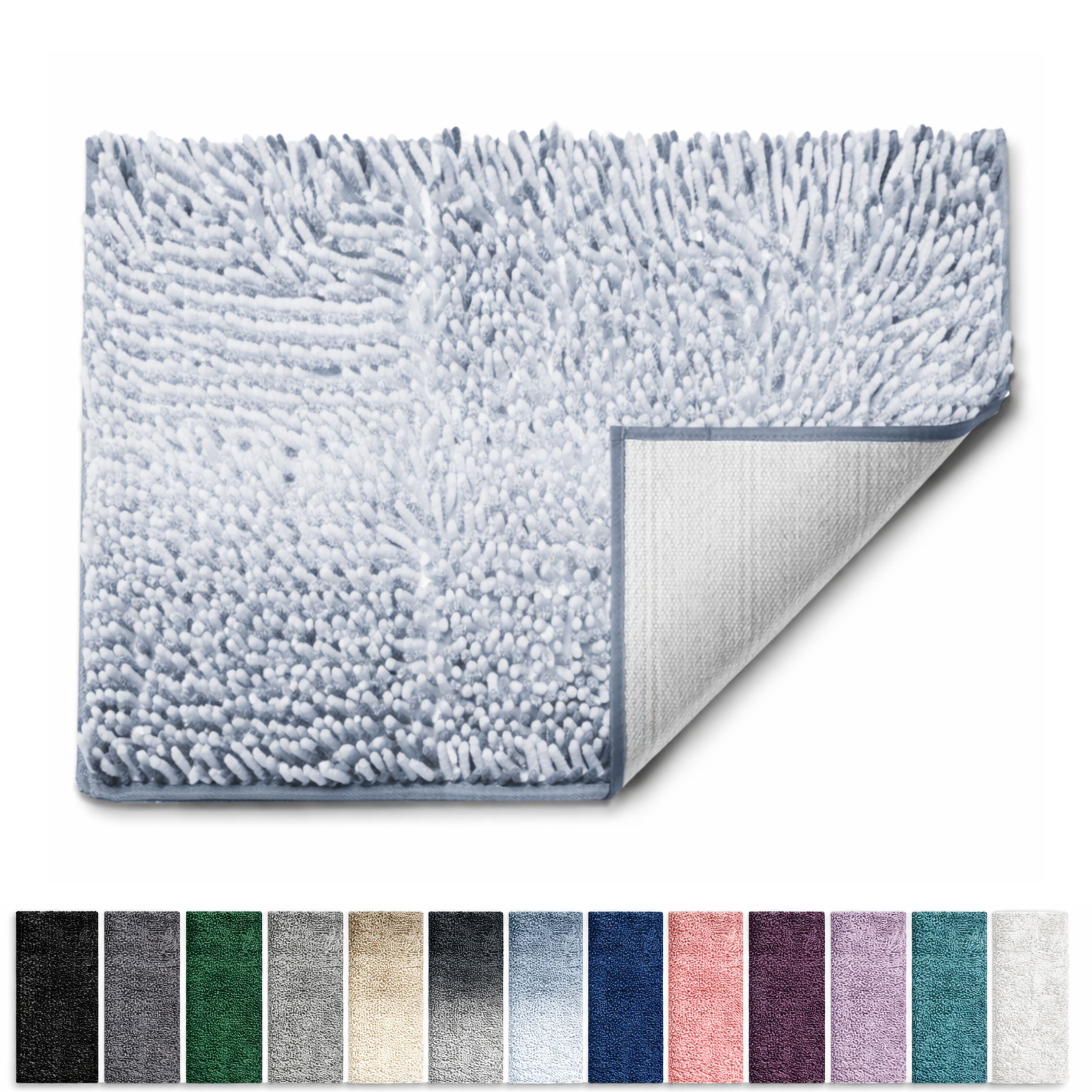 Lammaloe Chenille Bathroom Rugs Non Slip Bath Mat, 20x32 Ultra Absorbent, Bath Mats for Bathroom, Ombre Blue