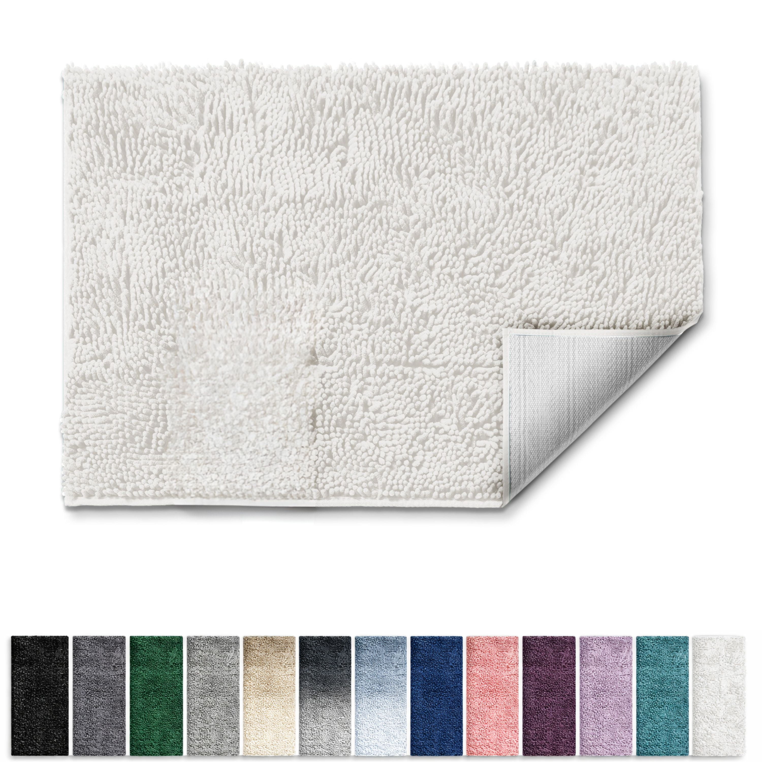 Lammaloe Chenille Bathroom Rugs Non Slip Bath Mat, 20x32 Ultra Absorbent, Bath Mats for Bathroom, White
