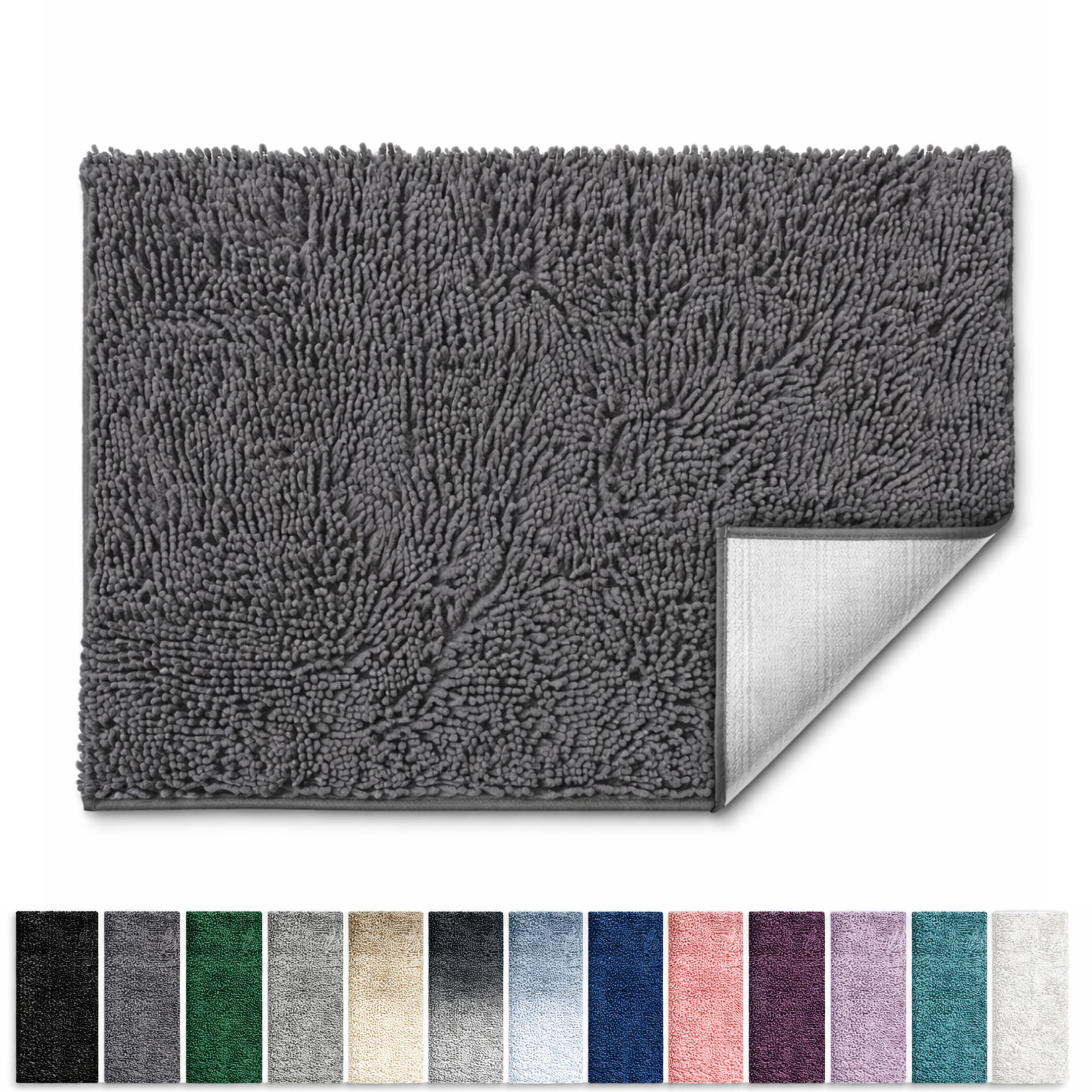 Lammaloe Chenille Bathroom Rugs Non Slip Bath Mat, 24×36 Ultra Absorbent, Soft & Machine Washable Bath Mats for Bathroom, Gray