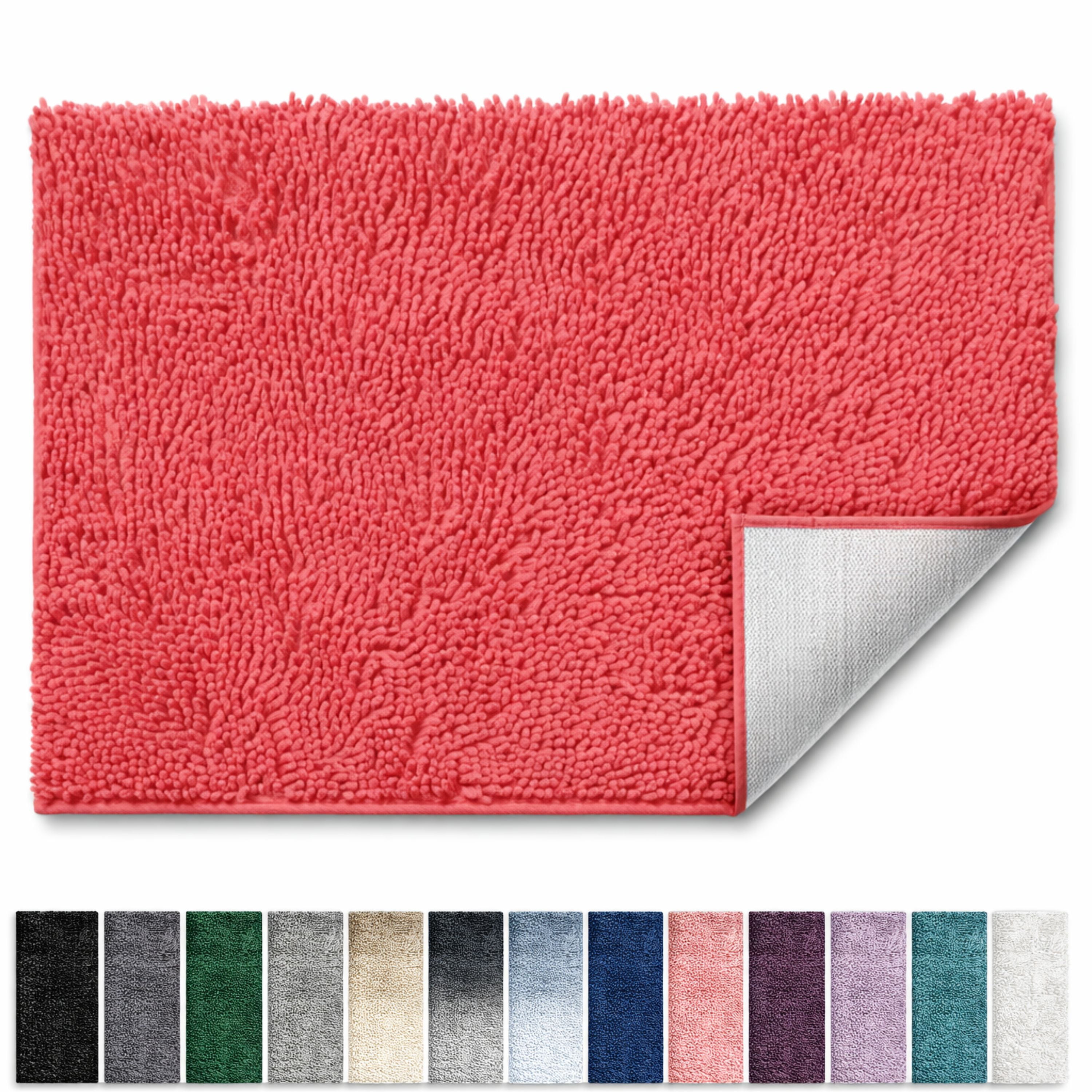 Lammaloe Chenille Bathroom Rugs Non Slip Bath Mat, 24×36 Ultra Absorbent, Bath Mats for Bathroom, Rose
