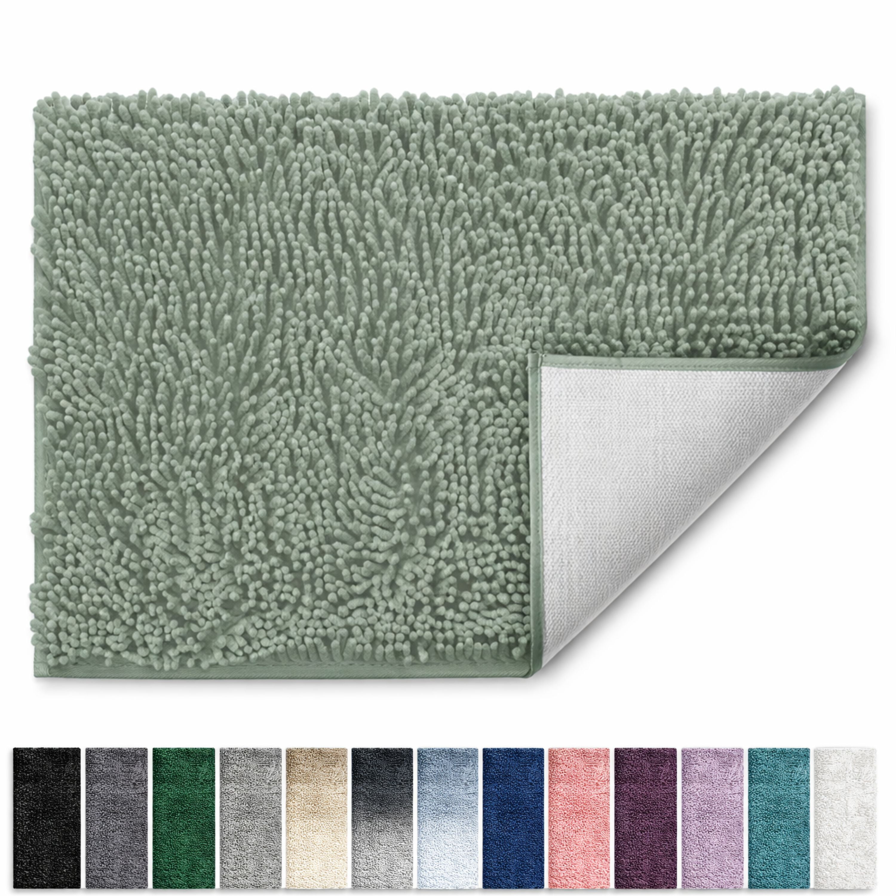 Lammaloe Chenille Bathroom Rugs Non Slip Bath Mat, 26"× 44" Ultra Absorbent, Bath Mats for Bathroom, Soft Sage
