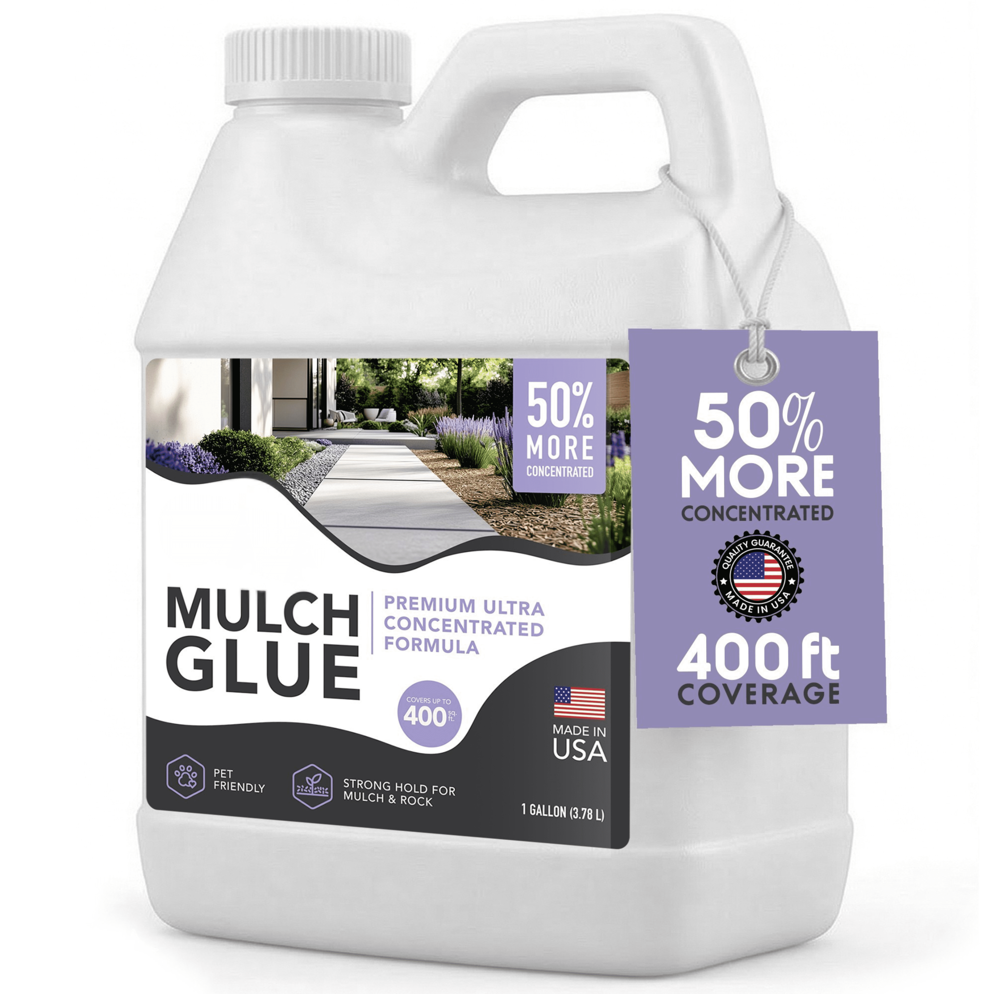 Lammaloe Concentrated Mulch Glue for Landscaping, Mulch Lock Landscape Glue, Gravel Stabilizer for Mulch, Bark, Pebbles & Decorative Rock - 1 Gallon