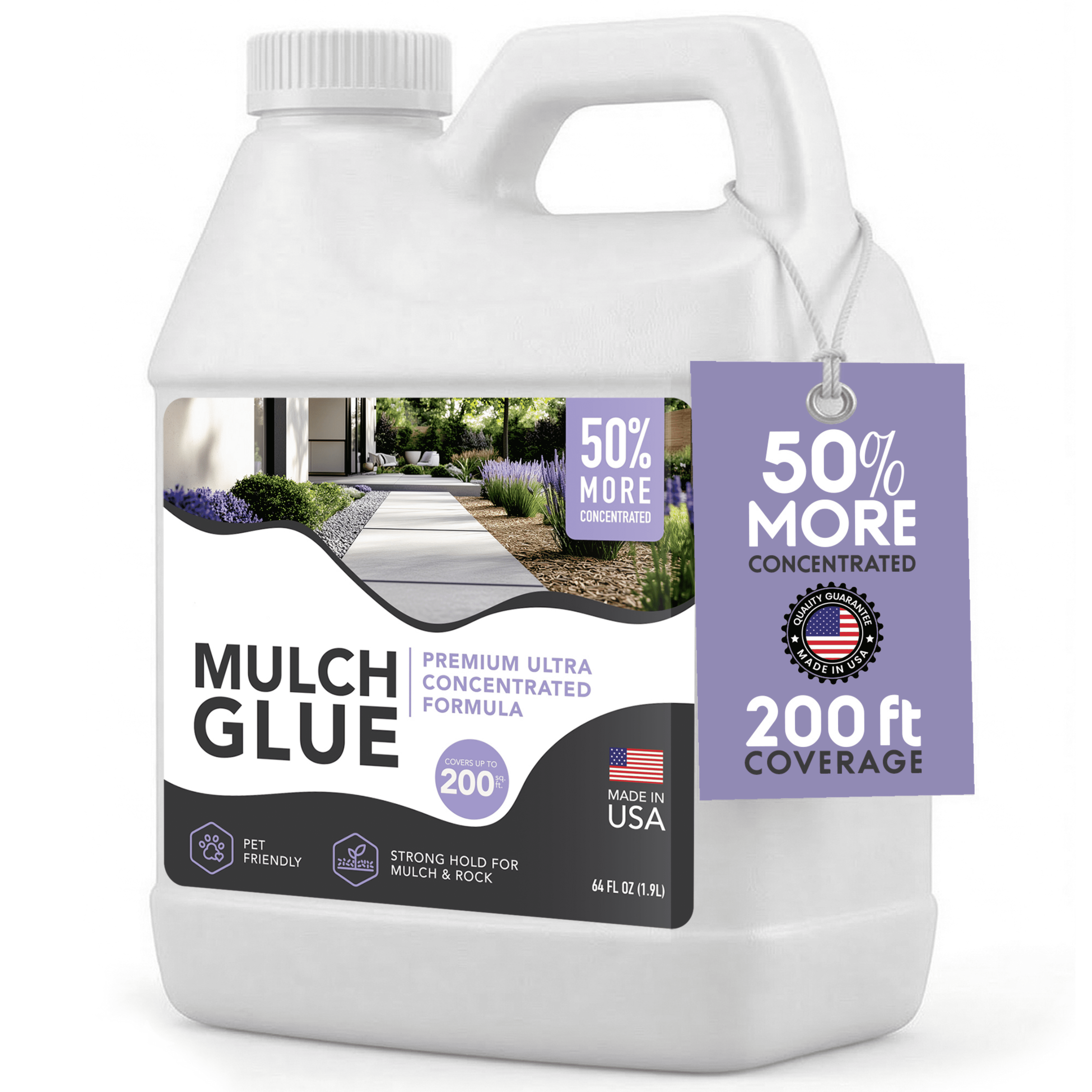 Lammaloe Concentrated Mulch Glue for Landscaping, Mulch Lock Landscape Glue, Gravel Stabilizer for Mulch, Bark, Pebbles & Decorative Rock - 32 oz
