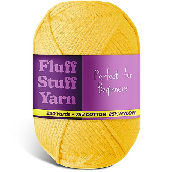 Lammaloe Cotton Yarn For Crocheting And Knitting, (250 Yards) Worsted Medium #4 Crochet Yarn For Beginners, Bright Yellow