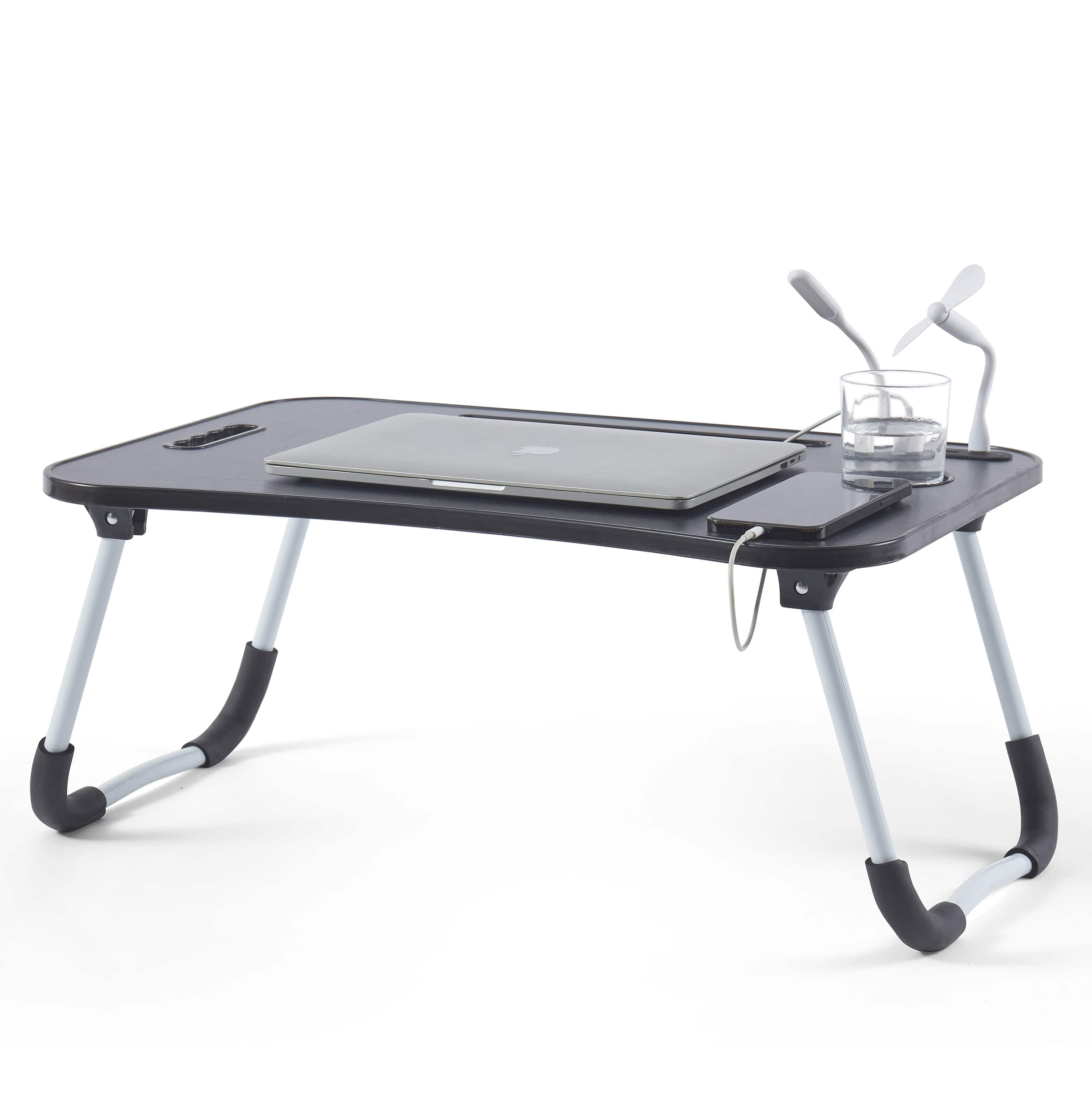 Lammaloe Foldable Lap Desk with USB Ports, Portable & Lightweight Laptop Desk for Bed and Couch - Ideal for Working, Reading, or Eating, Large