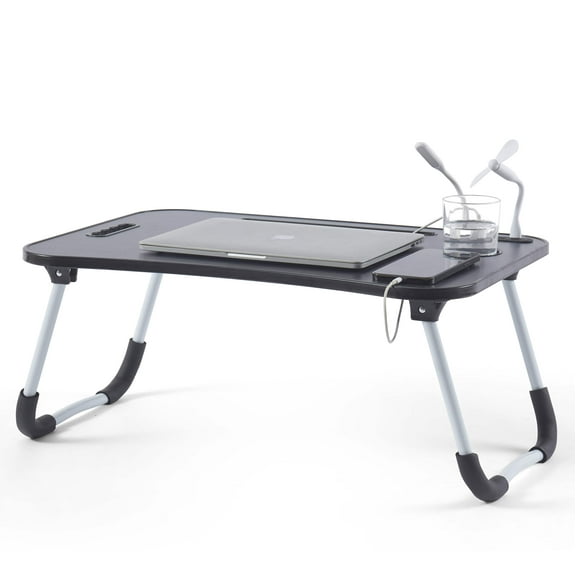 Lammaloe Foldable Lap Desk with USB Ports, Portable & Lightweight Laptop Desk for Bed and Couch - Ideal for Working, Reading, or Eating, Large