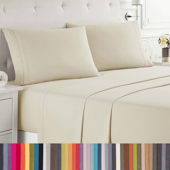 Lammaloe Full Size Sheets Set, Hotel Style Deep Pocket 4 Piece Bed Sheets, Luxury Soft Microfiber Sheet Sets, Beige Cream