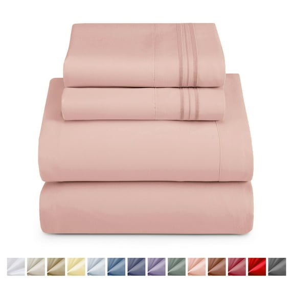 Nestl Full Size Sheet Sets, 1800 Series Deep Pocket 4 Piece, Luxury Soft Microfiber Bed Sheet Sets, PEACH