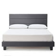 thumbnail image 1 of Lammaloe King Size Platform Bed Frame with Horizontal Channel Upholstered Headboard, Grey, King, 1 of 9