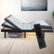 Lammaloe Electric Adjustable Bed Frame Queen with Massage Feature and Wireless Remote, Zero Gravity Metal Adjustable Bed Base with 14" Storage, USB Ports, LED Lights