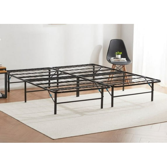 Lammaloe Foldable Bed Frame Queen with 14" Storage, Metal Platform Foldable Bed Base Queen, No Box Spring Required, Tool-Free Assembly
