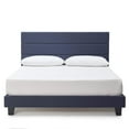 thumbnail image 1 of Lammaloe Queen Size Platform Bed Frame with Horizontal Channel Upholstered Headboard, Navy, Queen, 1 of 9