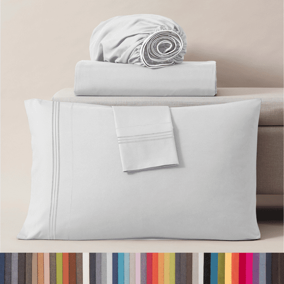 Lammaloe 4 Piece White Queen Sheets Set, 1800 Series Deep Pocket Bed Sheets Queen, Luxury Soft Microfiber Deep Pocket Queen Sheets Set