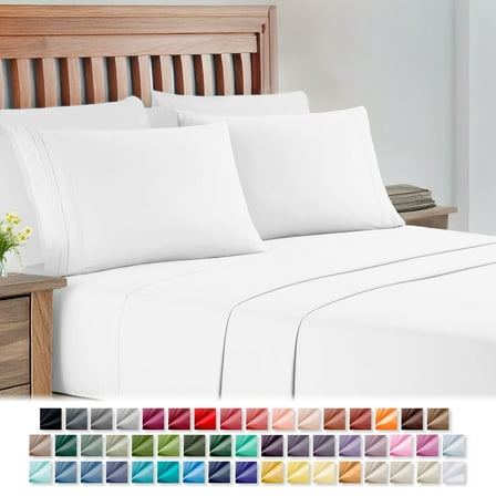 Lammaloe Queen Sheets Set, Hotel Style Deep Pocket 4 Piece Bed Sheets Queen, Luxury Soft Microfiber Queen Sheet Sets, White