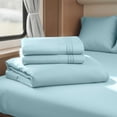 thumbnail image 1 of Lammaloe Sheets Set, Hotel Style Deep Pocket 4 Piece Bed Sheets, Luxury Soft Microfiber RV Short Queen Sheets Set, Aqua Blue, 1 of 8