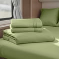 thumbnail image 1 of Lammaloe Sheets Set, Hotel Style Deep Pocket 4 Piece Bed Sheets, Luxury Soft Microfiber RV Short Queen Sheets Set, Calla Green, 1 of 8