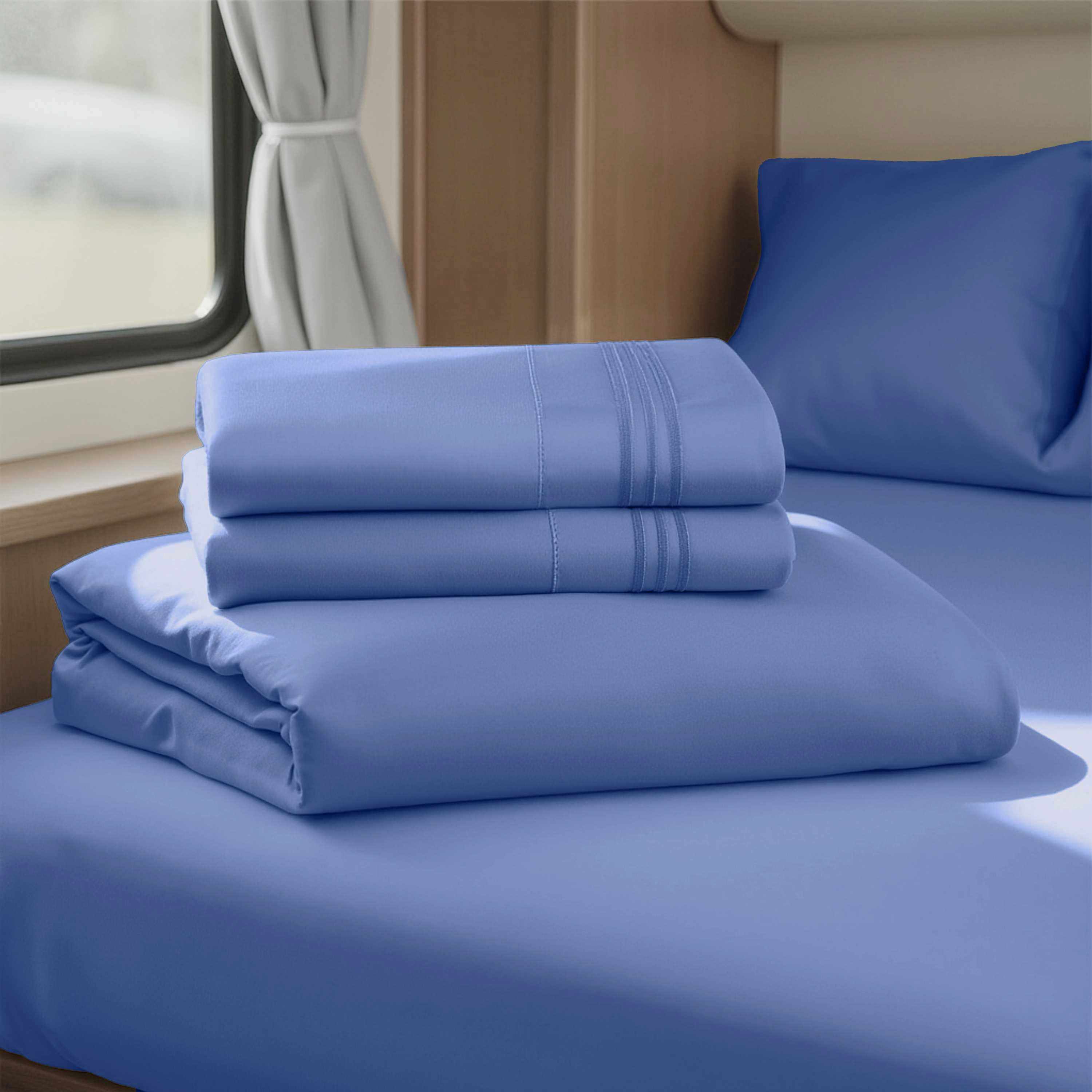 Lammaloe Sheets Set, Hotel Style Deep Pocket 4 Piece Bed Sheets, Luxury Soft Microfiber RV Short Queen Sheets Set, Royal Blue