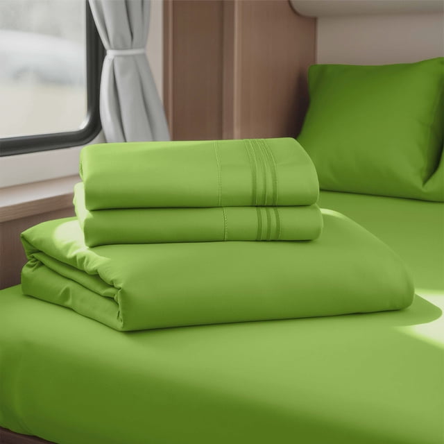 Lammaloe Sheets Set, Hotel Style Deep Pocket 4 Piece Bed Sheets, Luxury Soft Microfiber RV Short Queen Sheets Set, Garden Green