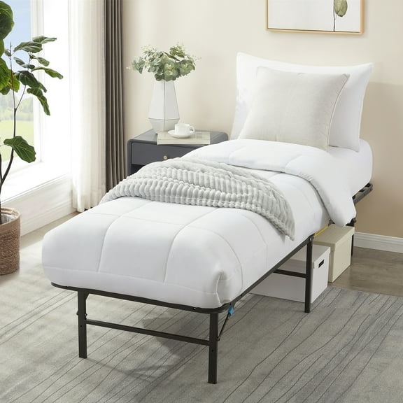 Lammaloe Twin Bed Frame with Mattress Included, 14" High Metal Platform Foldable Bed Frame with Storage, No Box Spring Required, Tool Free Assembly