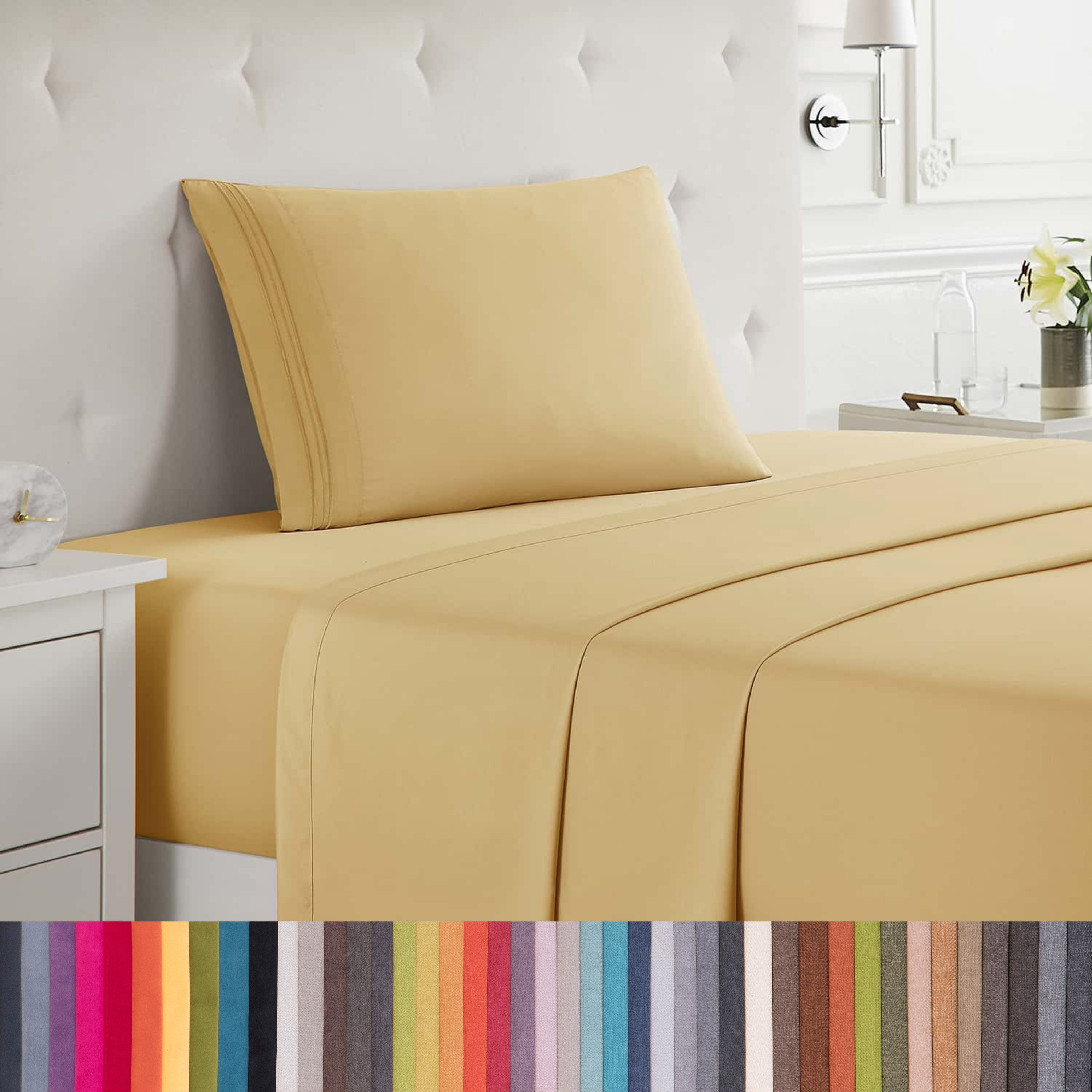Lammaloe Twin Sheets Set, Hotel Style Deep Pocket 3 Piece Bed Sheets, Soft Microfiber Kids Bedding Set, Camel Gold