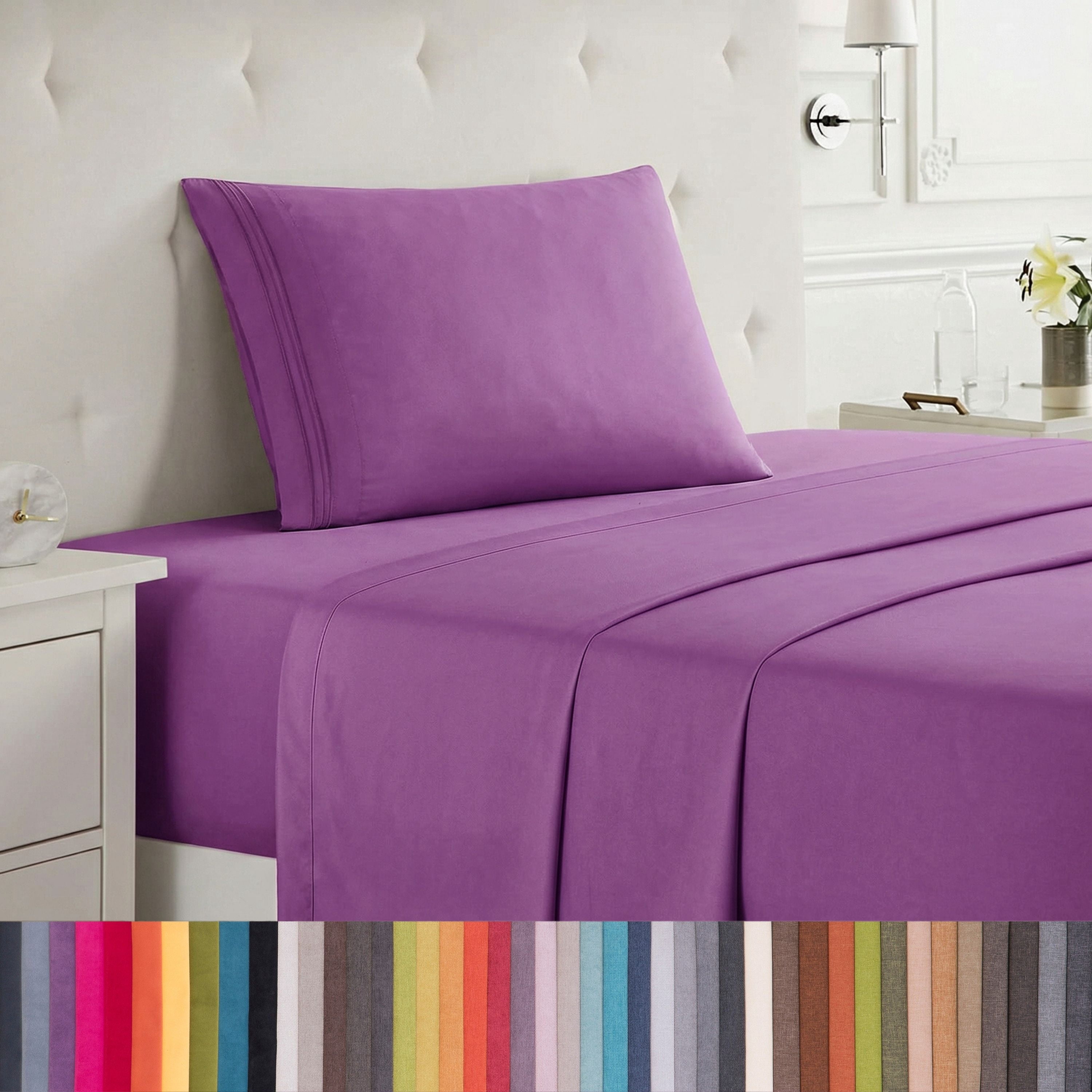 Lammaloe Twin Sheets Set, Hotel Style Deep Pocket 3 Piece Bed Sheets, Soft Microfiber Kids Bedding Set, Orchid Purple