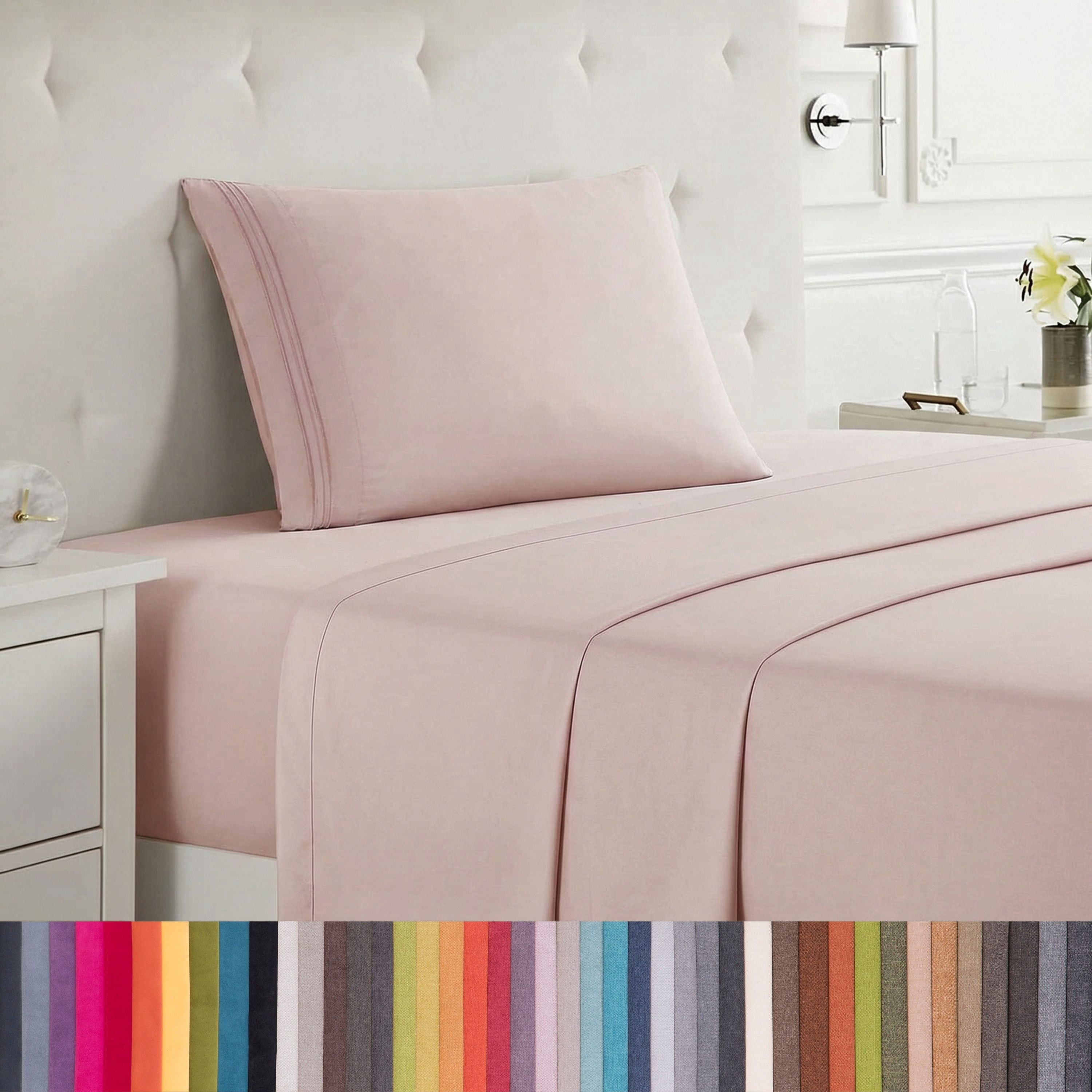 Lammaloe Twin Sheets Set, Hotel Style Deep Pocket 3 Piece Bed Sheets, Soft Microfiber Kids Bedding Set, Peach Beige