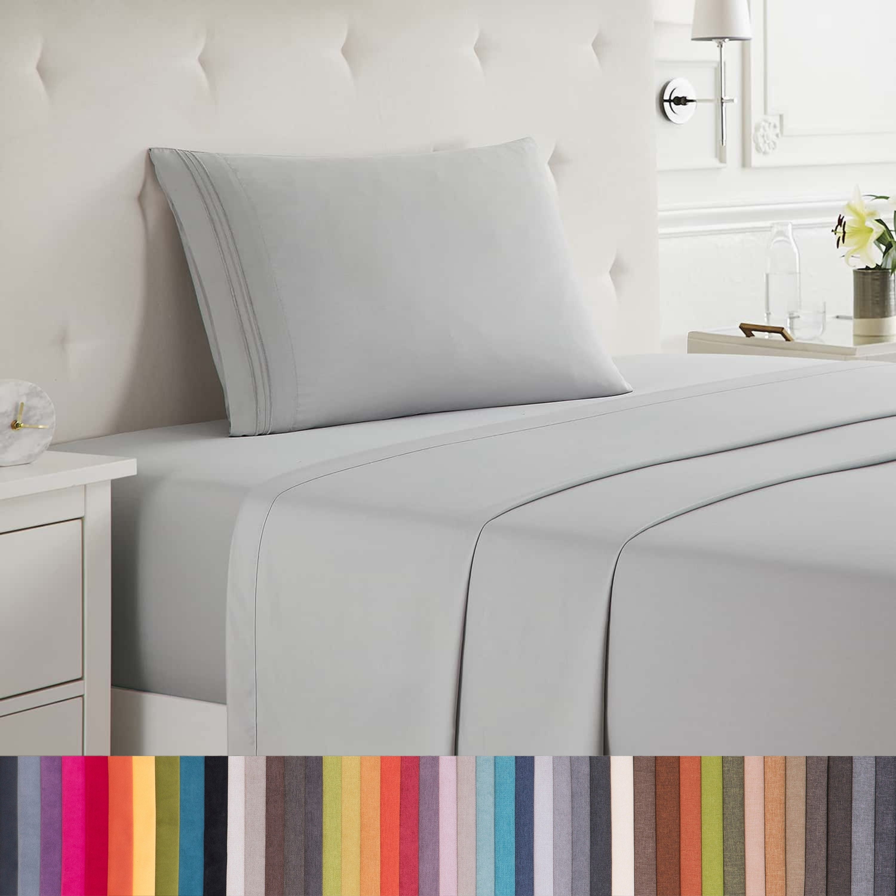 Lammaloe Twin Sheets Set, Hotel Style Deep Pocket 3 Piece Bed Sheets, Soft Microfiber Kids Bedding Set, Silver Gray