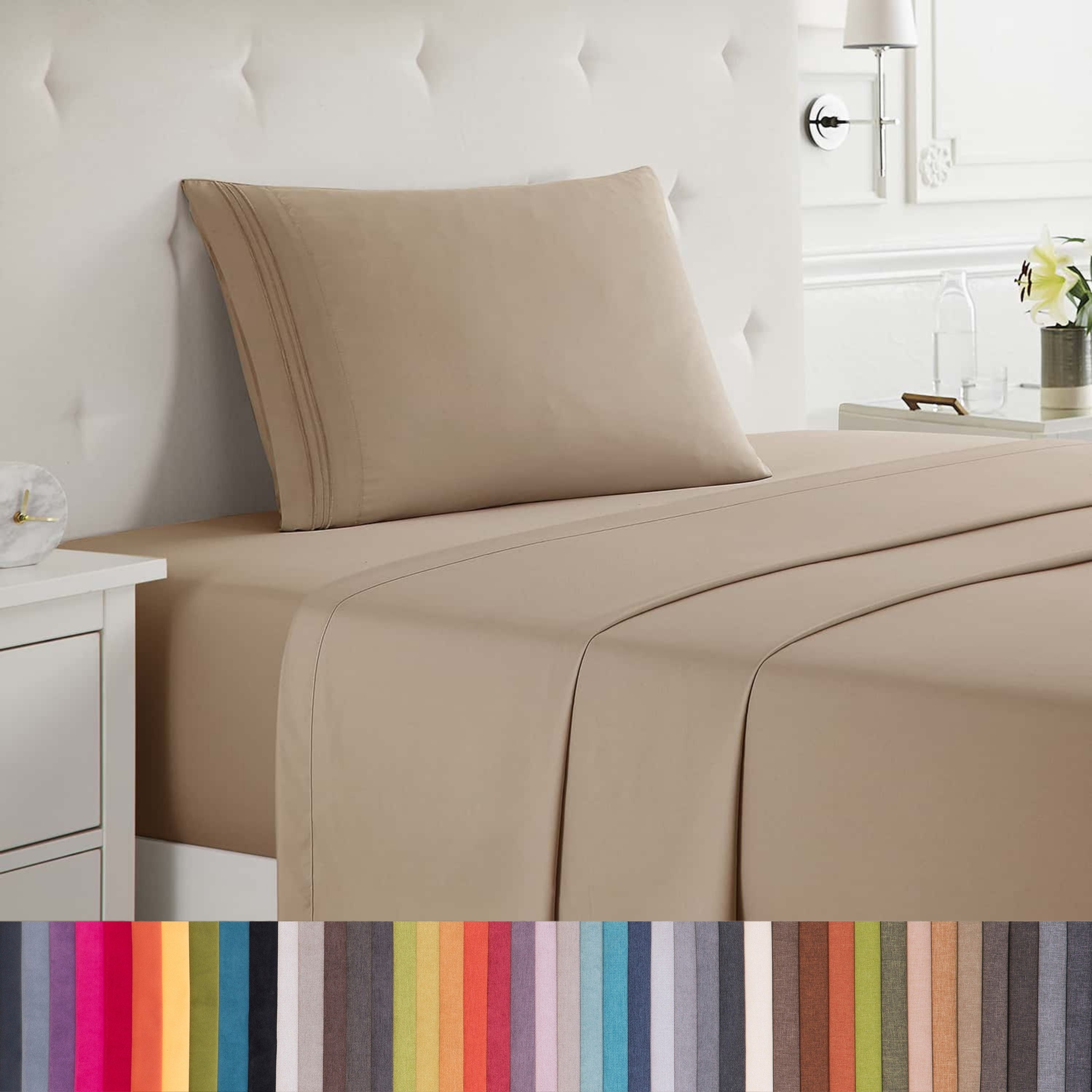 Lammaloe Twin Sheets Set, Hotel Style Deep Pocket 3 Piece Bed Sheets, Soft Microfiber Kids Bedding Set, Taupe Sand