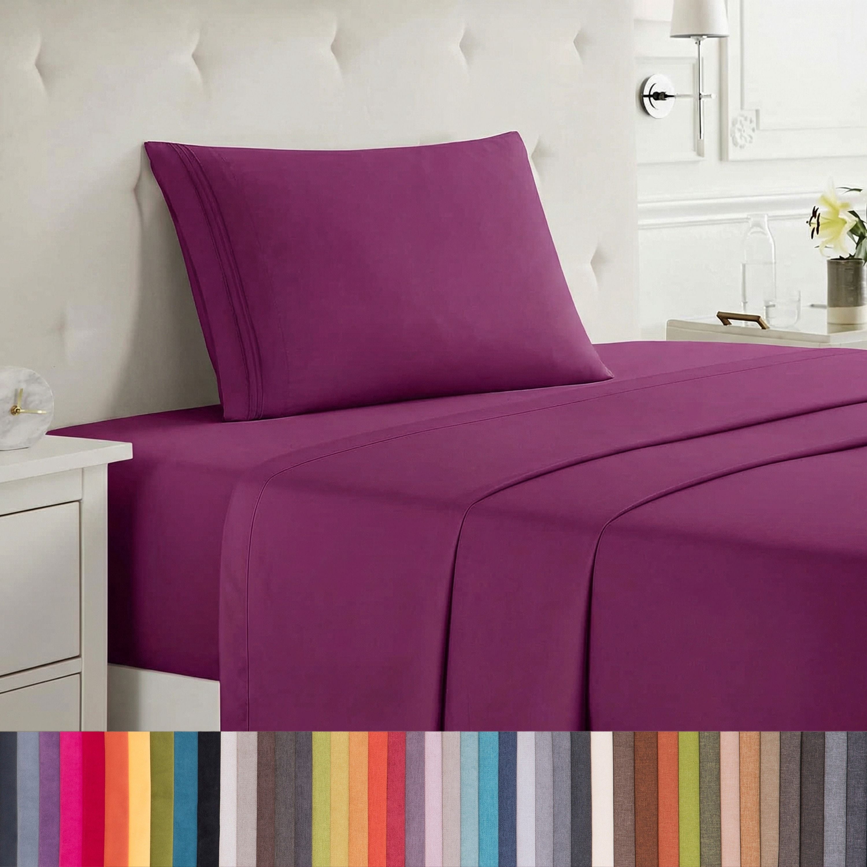 Lammaloe Twin Sheets Set, Hotel Style Deep Pocket 3 Piece Bed Sheets, Soft Microfiber Kids Bedding Set, Vivacious Magenta