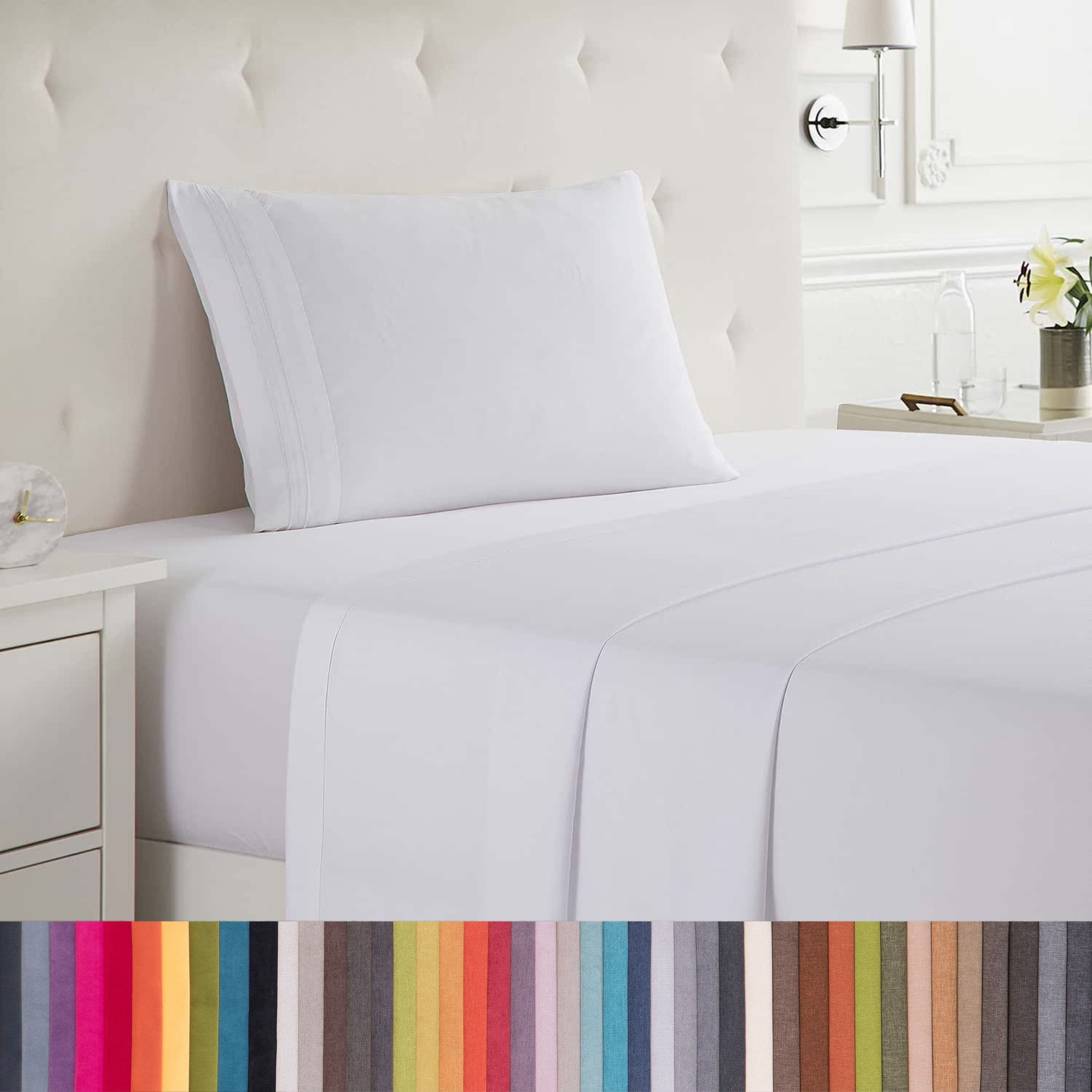 Lammaloe Twin Sheets Set, Hotel Style Deep Pocket 3 Piece Bed Sheets, Soft Microfiber Kids Bedding Set, White