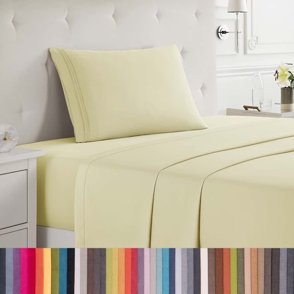 Lammaloe Twin Sheets Set, Hotel Style Deep Pocket 3 Piece Bed Sheets, Soft Microfiber Kids Bedding Set, Ivory