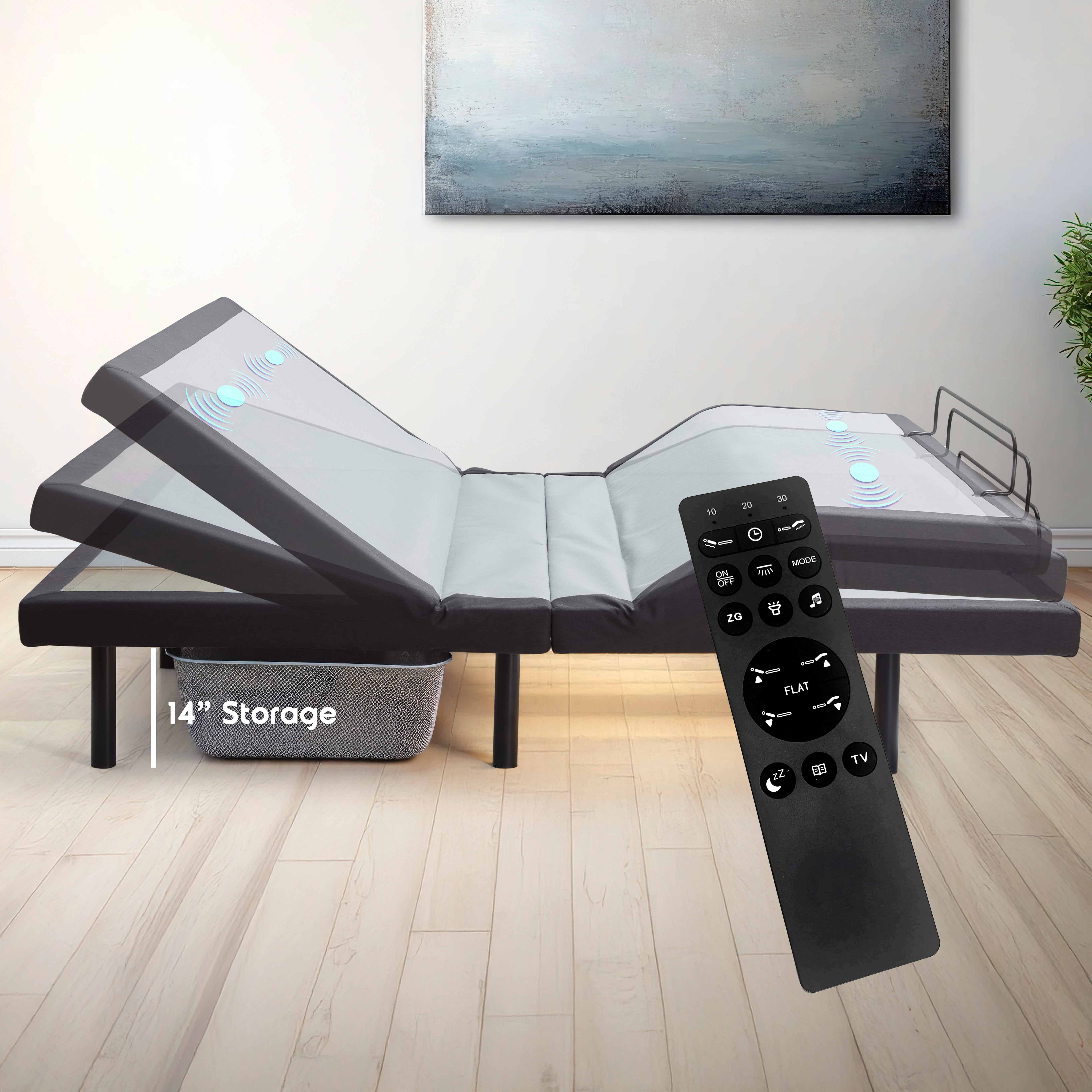 Lammaloe Electric Twin XL Adjustable Bed Frame with Massage Feature and Wireless Remote, Zero Gravity Metal Adjustable Bed Base with 14" Storage, USB Ports, LED Lights