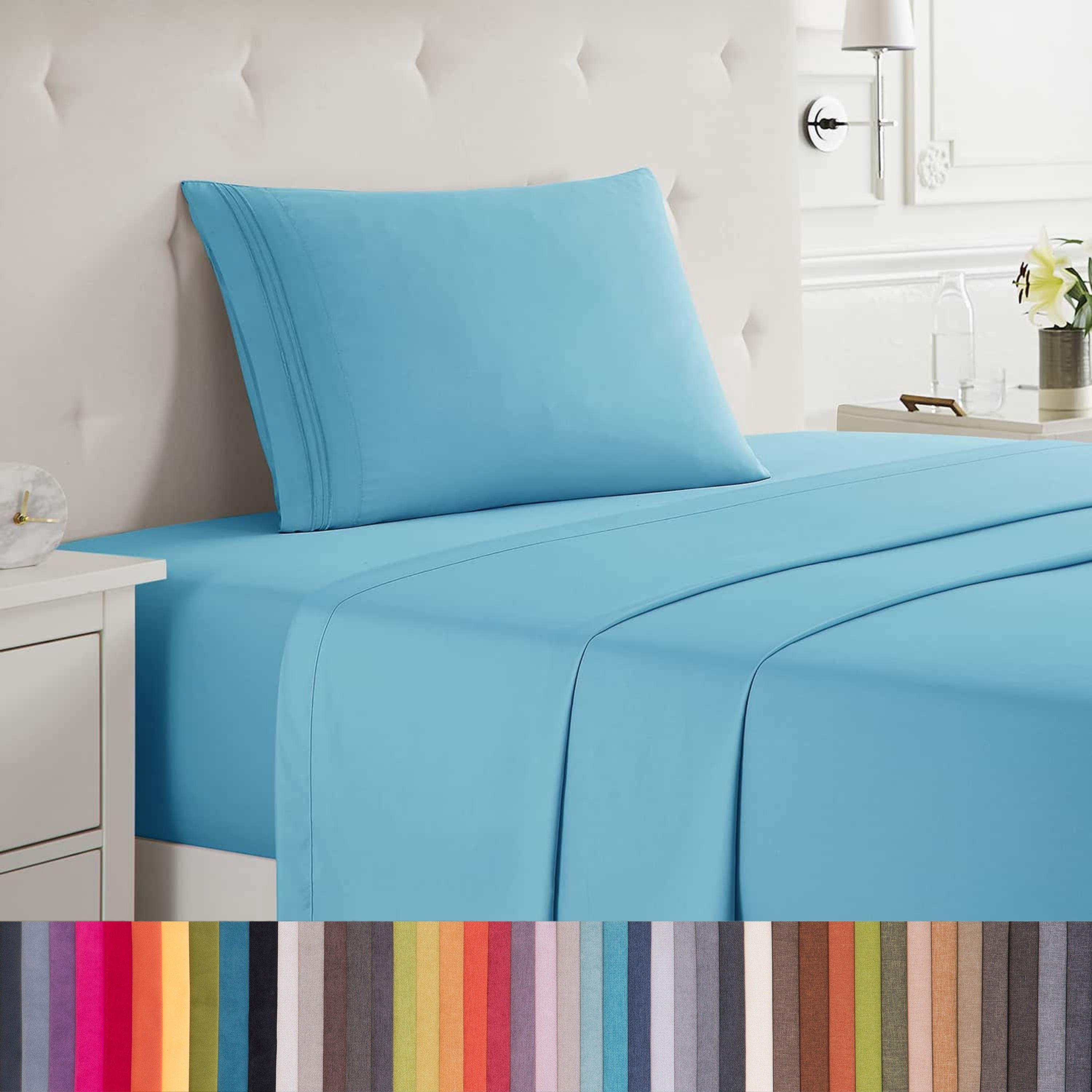 Lammaloe Twin XL Sheets Set, Hotel Style Deep Pocket 3 Piece Bed Sheets, Soft Microfiber Kids Bedding Set, Beach Blue