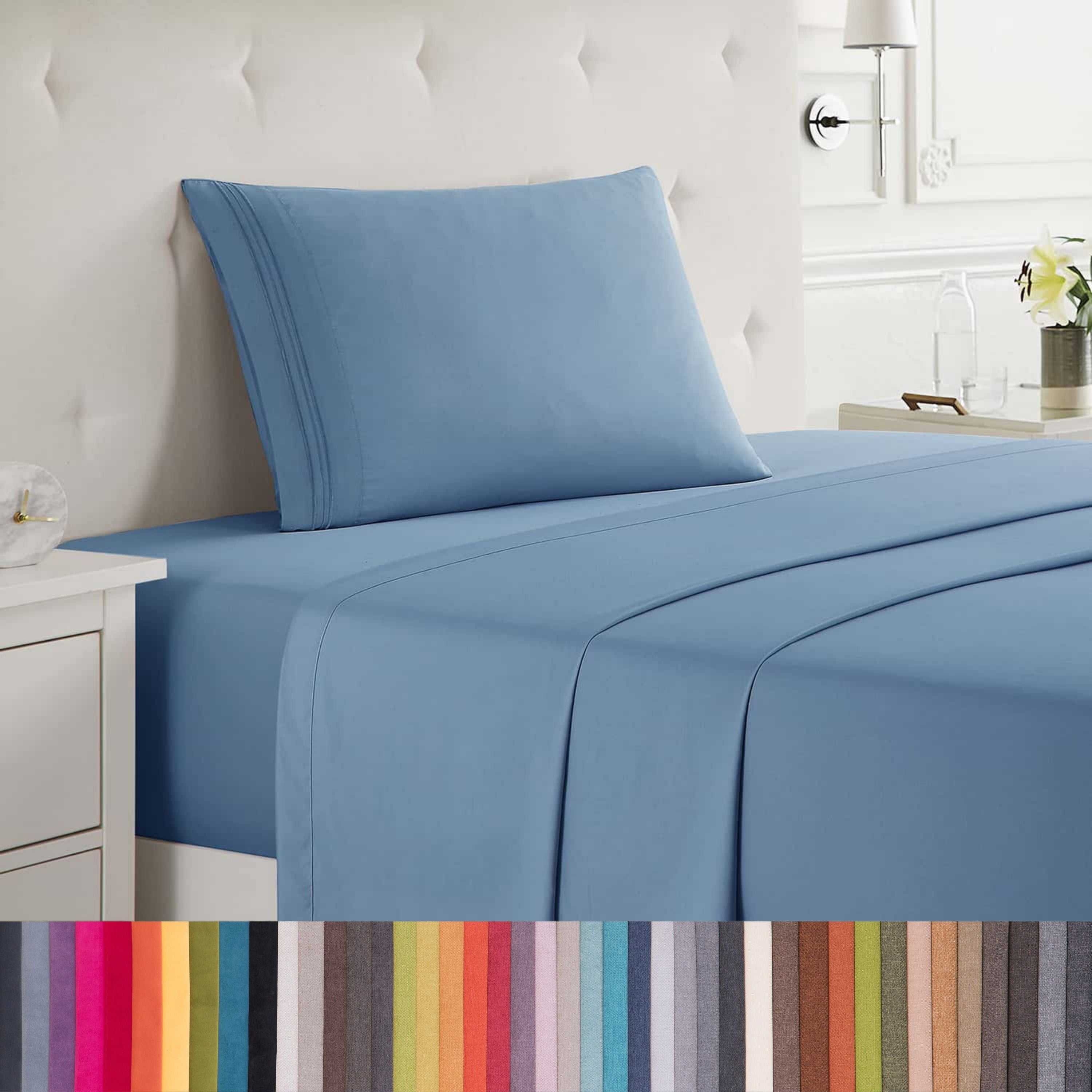 Lammaloe Twin XL Sheets Set, Hotel Style Deep Pocket 3 Piece Bed Sheets, Soft Microfiber Kids Bedding Set, Blue Heaven