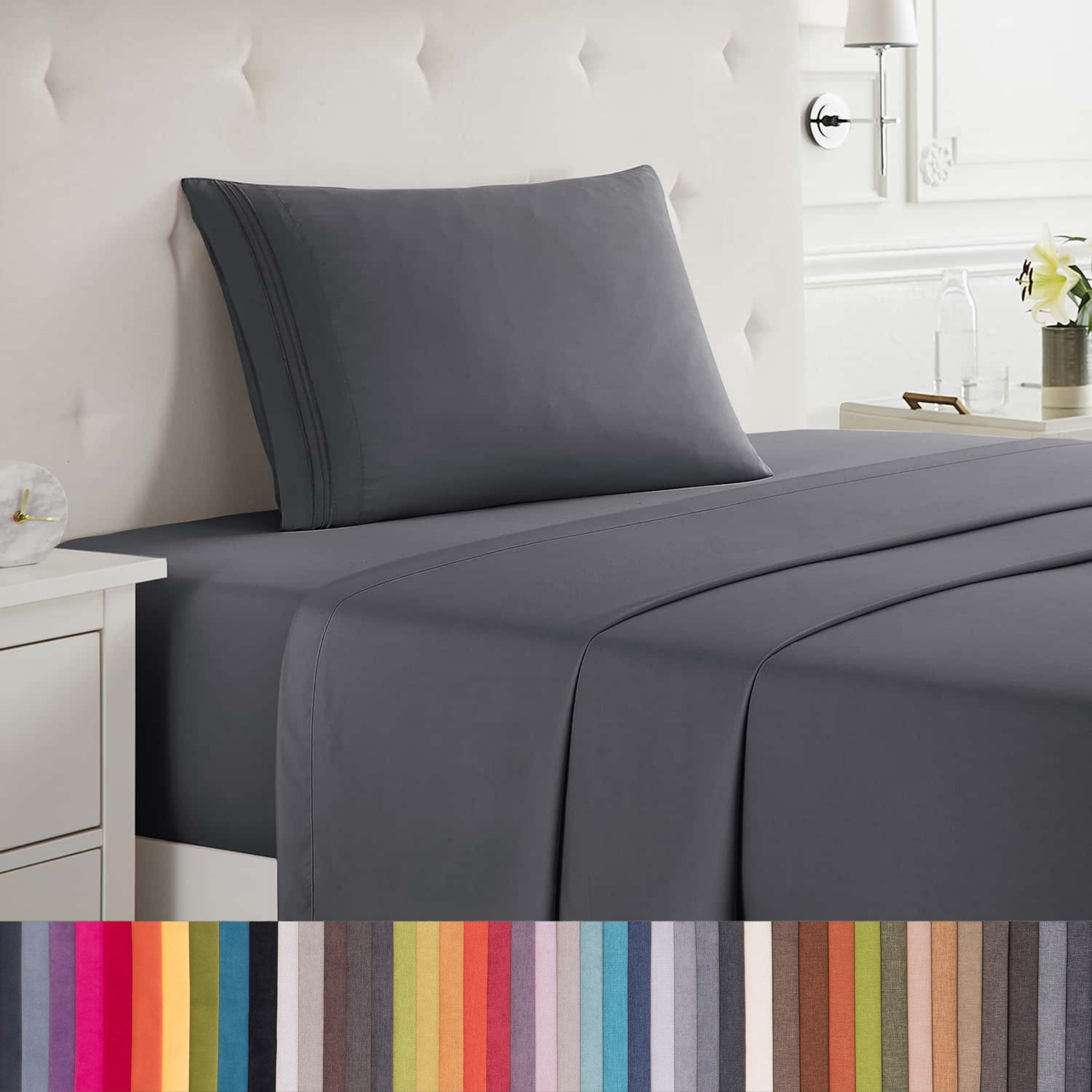 Lammaloe Twin XL Sheets Set, Hotel Style Deep Pocket 3 Piece Bed Sheets, Soft Microfiber Kids Bedding Set, Charcoal Stone Gray