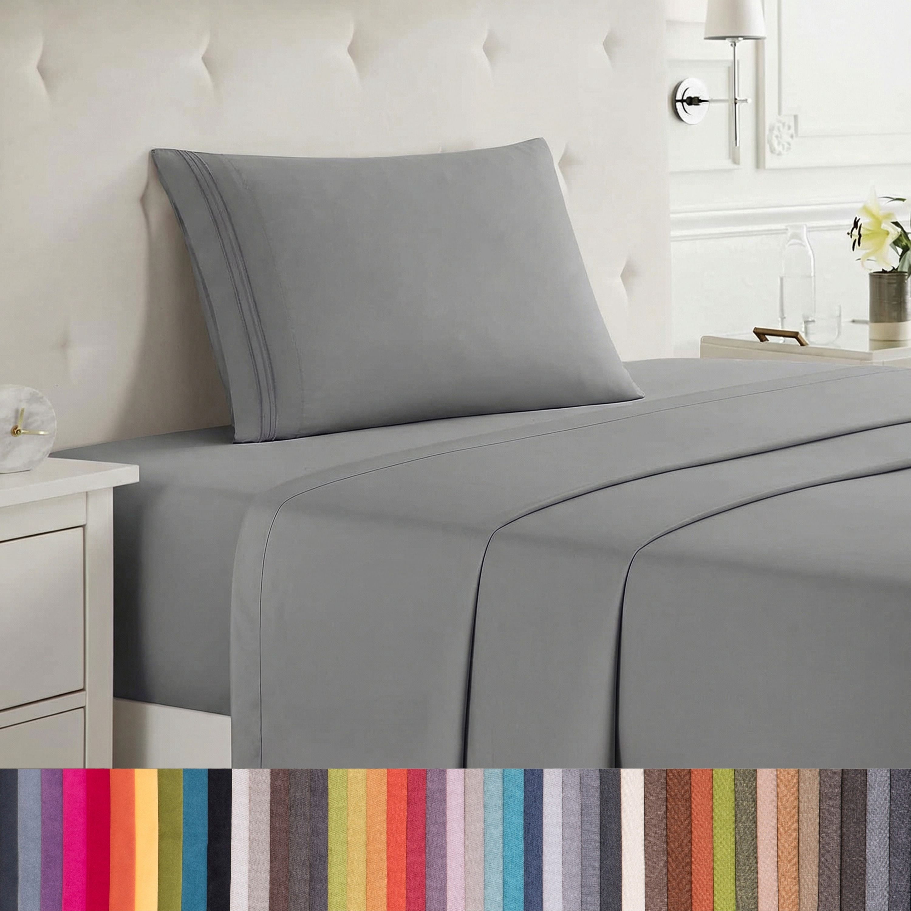 Lammaloe Twin XL Sheets Set, Hotel Style Deep Pocket 3 Piece Bed Sheets, Soft Microfiber Kids Bedding Set, Gray