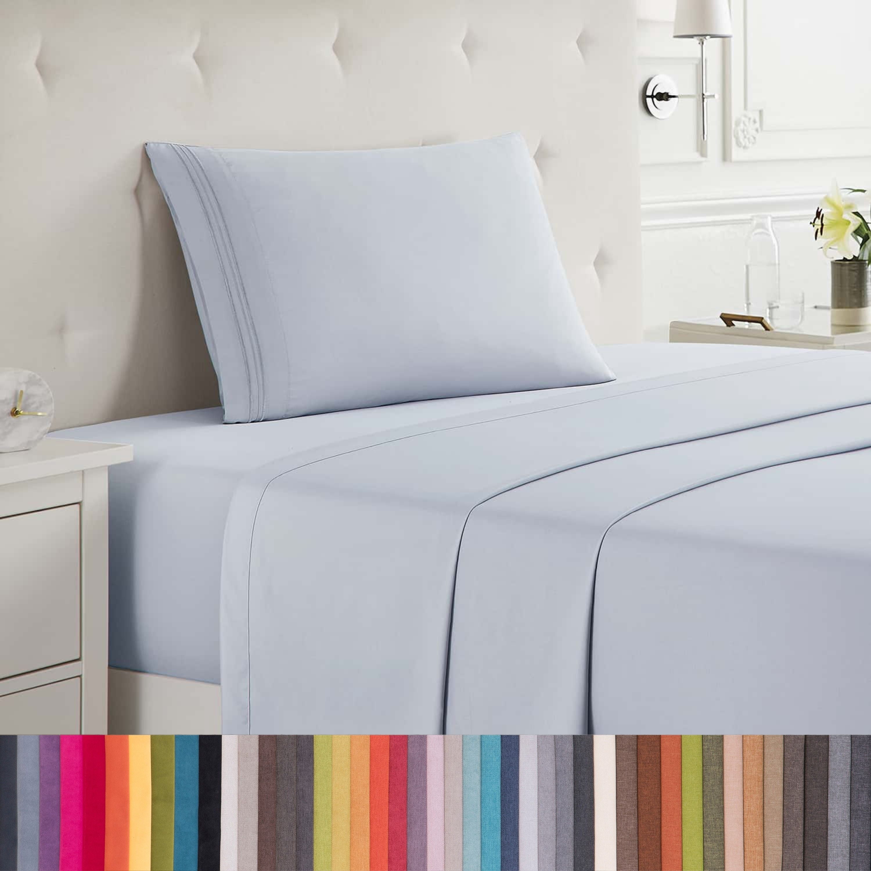 Lammaloe Twin XL Sheets Set, Hotel Style Deep Pocket 3 Piece Bed Sheets, Soft Microfiber Kids Bedding Set, Ice Blue