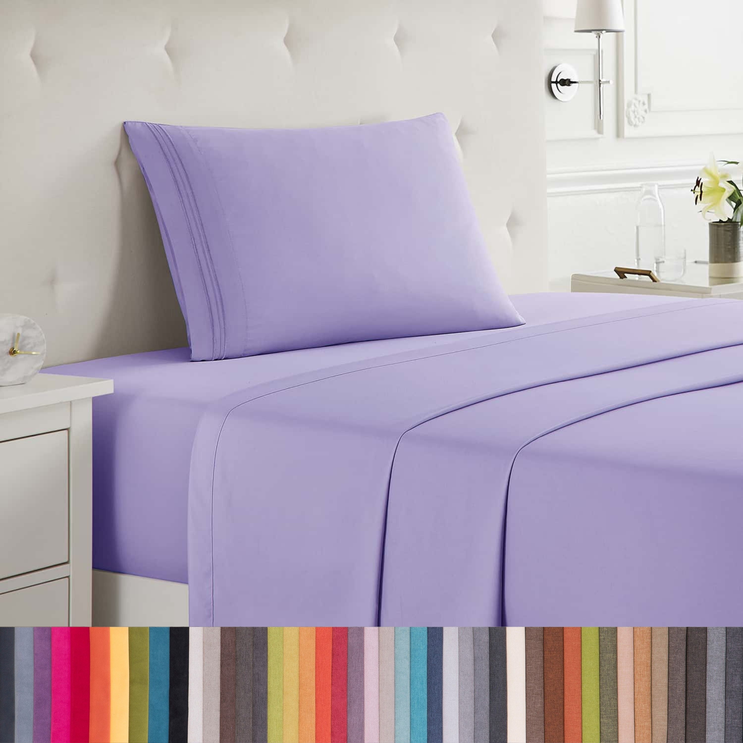 Lammaloe Twin XL Sheets Set, Hotel Style Deep Pocket 3 Piece Bed Sheets, Soft Microfiber Kids Bedding Set, Lavender